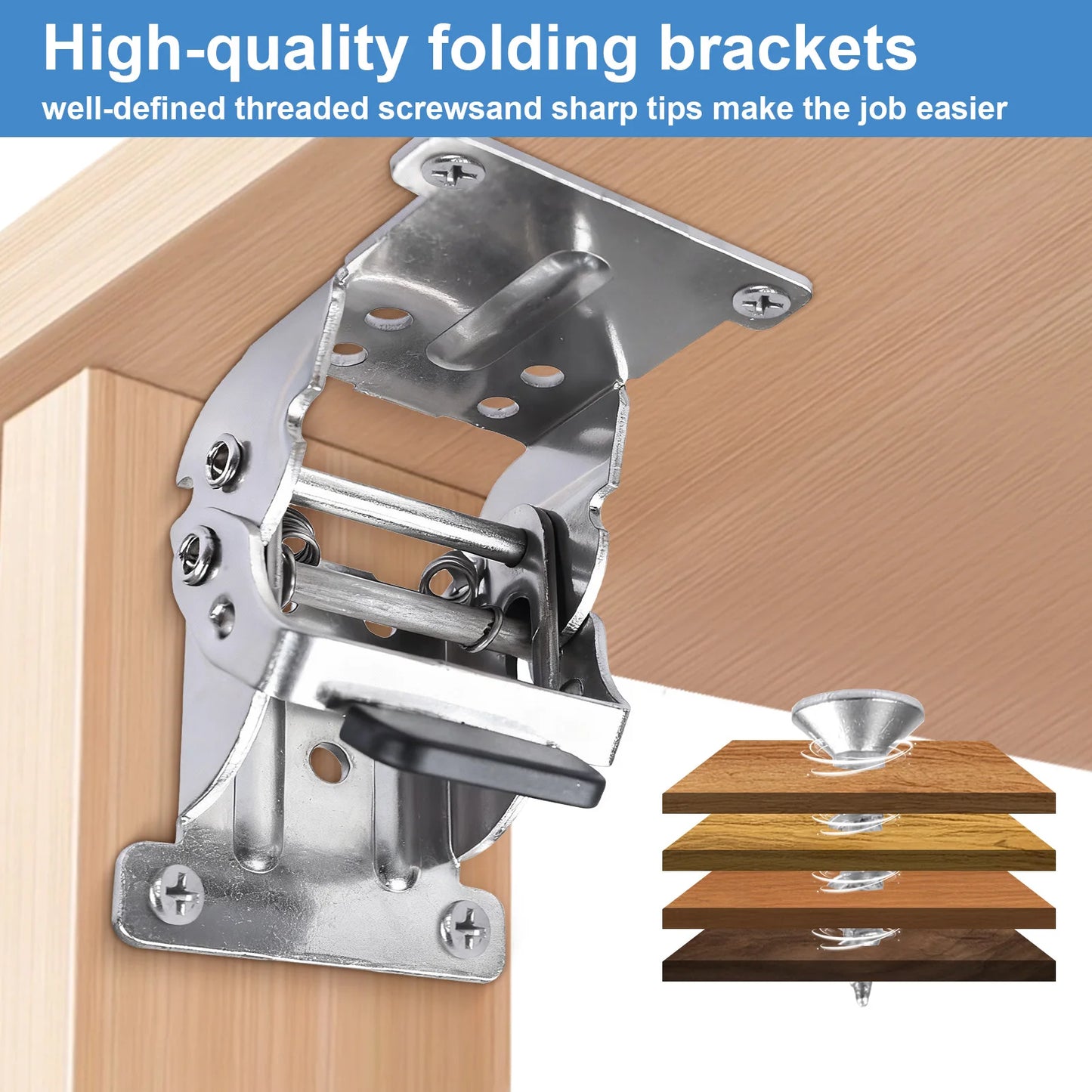 Self-Locking Folding Leg Hinge Bracket 0-90-180° + Screws