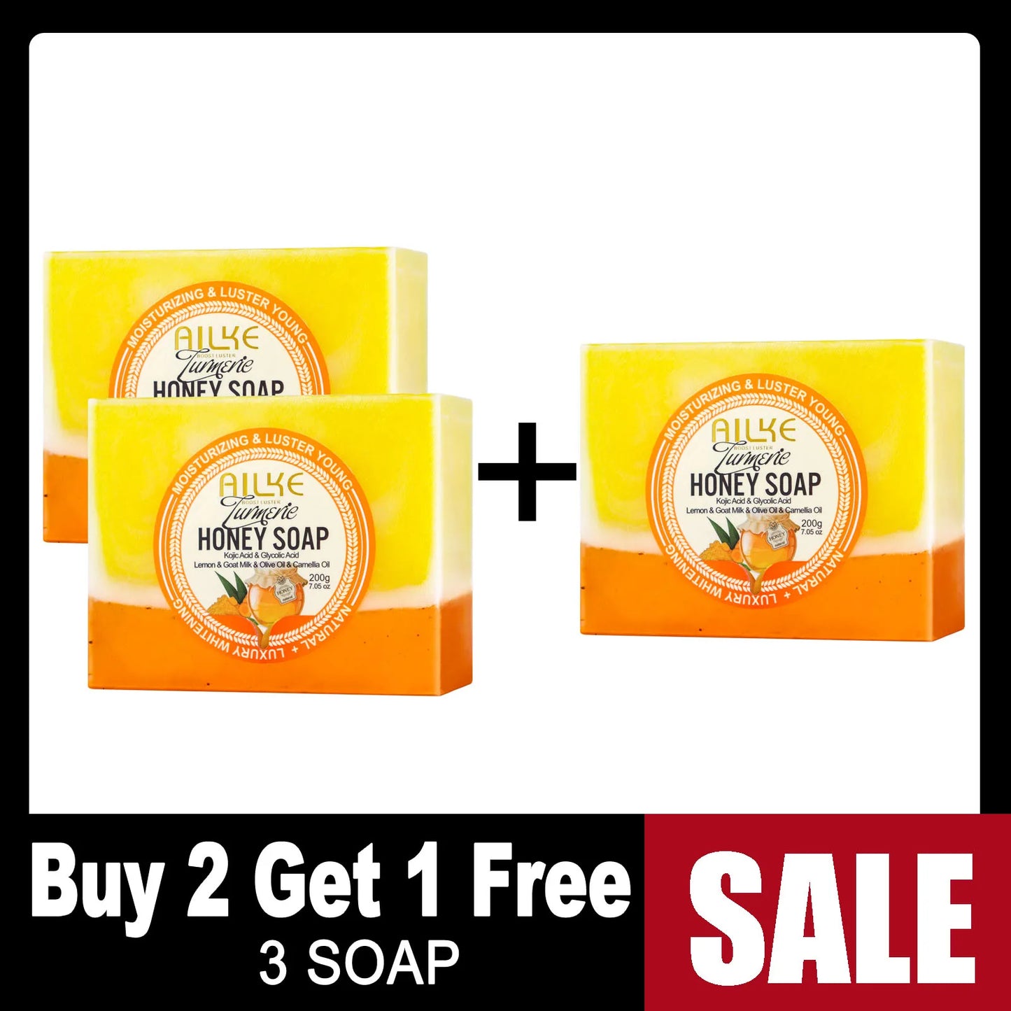 AILKE Turmeric Honey Soap Bar | Kojic Acid & Lemon 200g