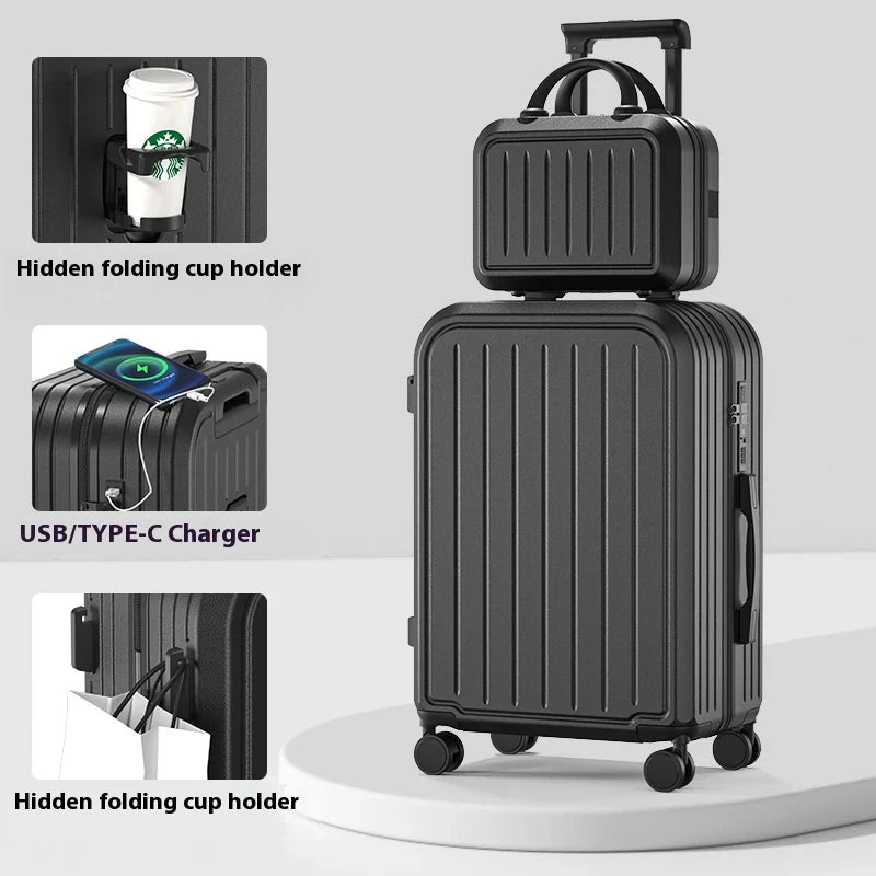 Pastel Color 20/22/24/26/28 Inch Carry On Luggage Set, 2-Piece Lightweight Spinner Suitcase, Girls' Matching Travel Bags Peaceful Pleasures Health and Wellness Black-Box 14 inch