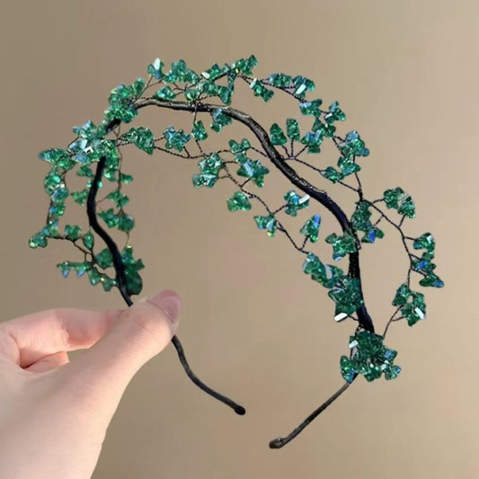 Korean Sweet Crystal Hair Bracelet Fresh Retro Weaving Beads Unique Hair Accessories Peaceful Pleasures Health and Wellness C