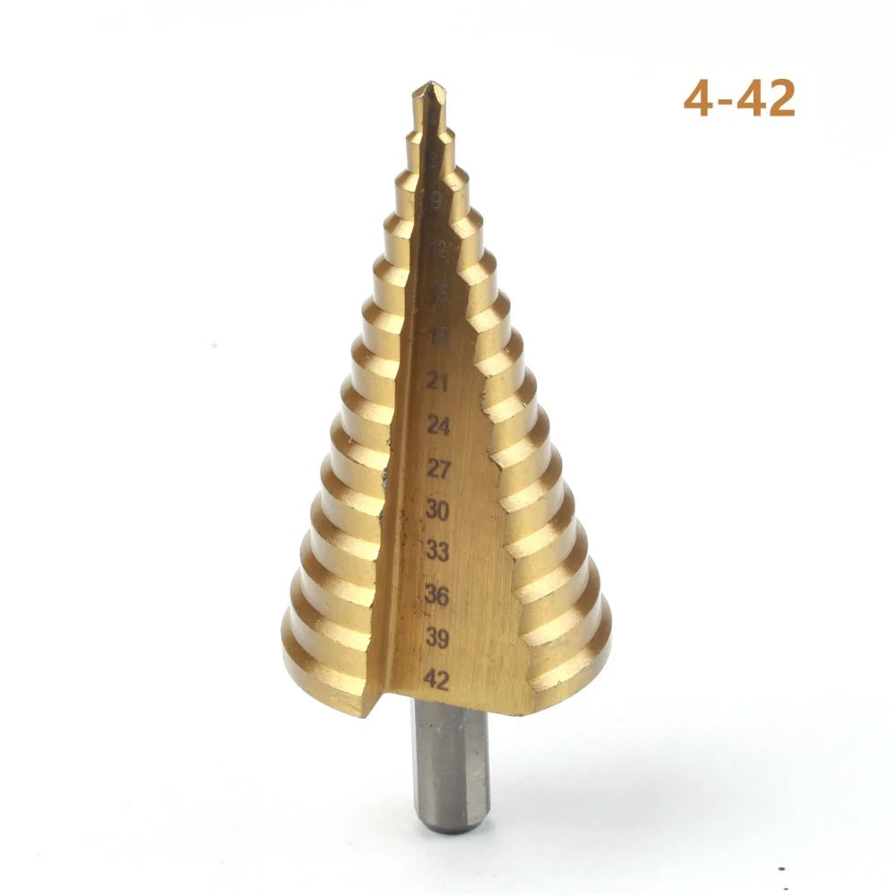 HSS Titanium Step Drill Bit 4-32/4-42mm – Wood & Metal Peaceful Pleasures Health and Wellness 4-42mm