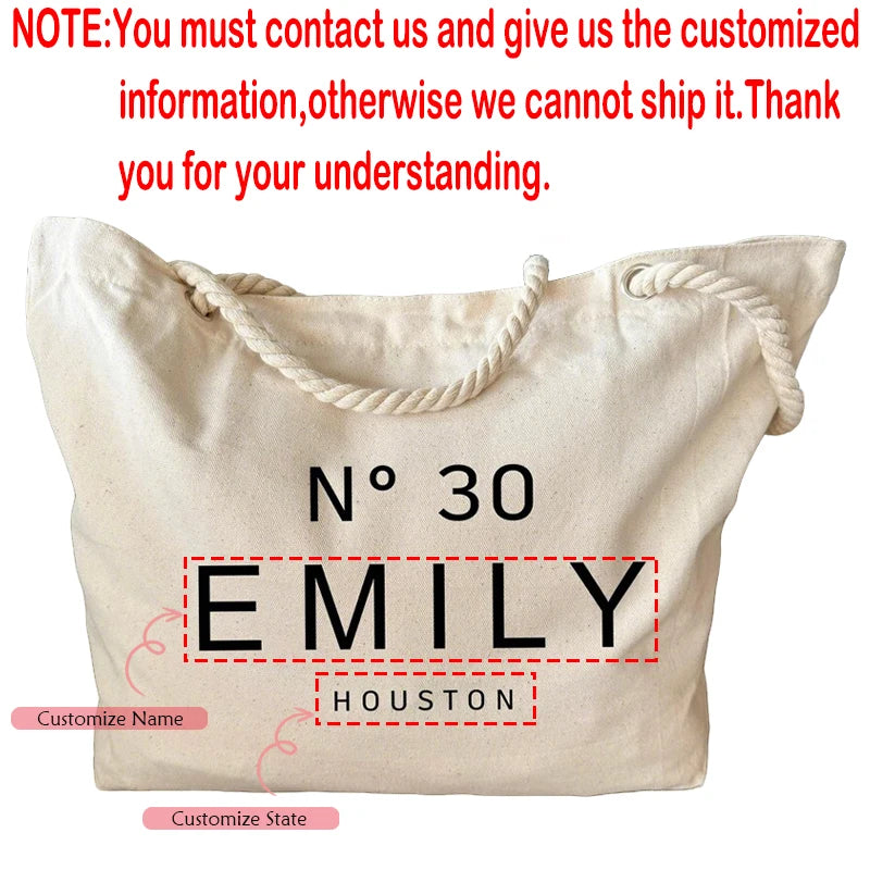 Personalized Hemp Canvas Tote Bag | 30th 40th 50th Birthday Gift Personalized Tote Bag Peaceful Pleasures Health and Wellness Custom Bag 50x38x13 cm
