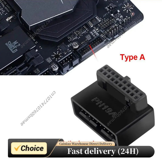 USB 3.0 19P 20P 90 Degree Computer Motherboard Header Adapter Plug-in Converter PC Desktop High Speed Mainboard Connector Plugs Peaceful Pleasures Health and Wellness