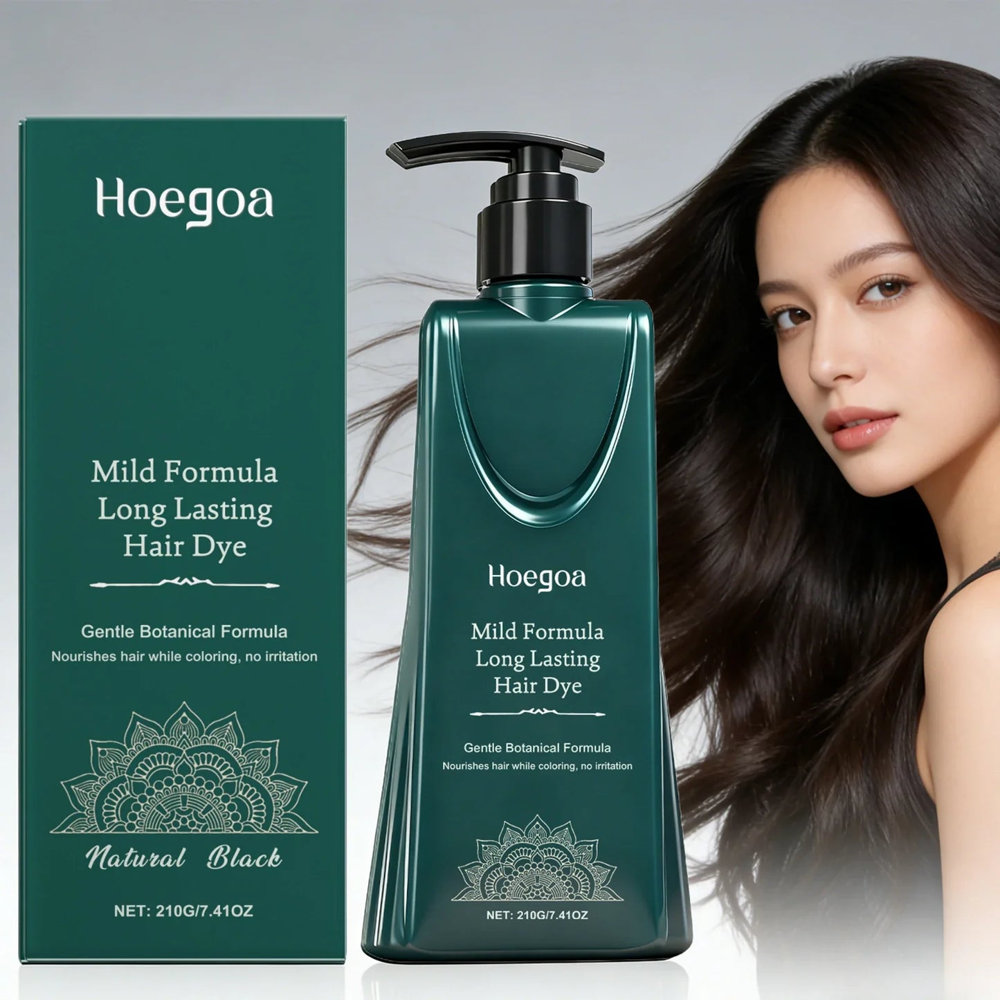 HOEGOA Herbal Hair Darkening Shampoo – Gray Coverage 210g