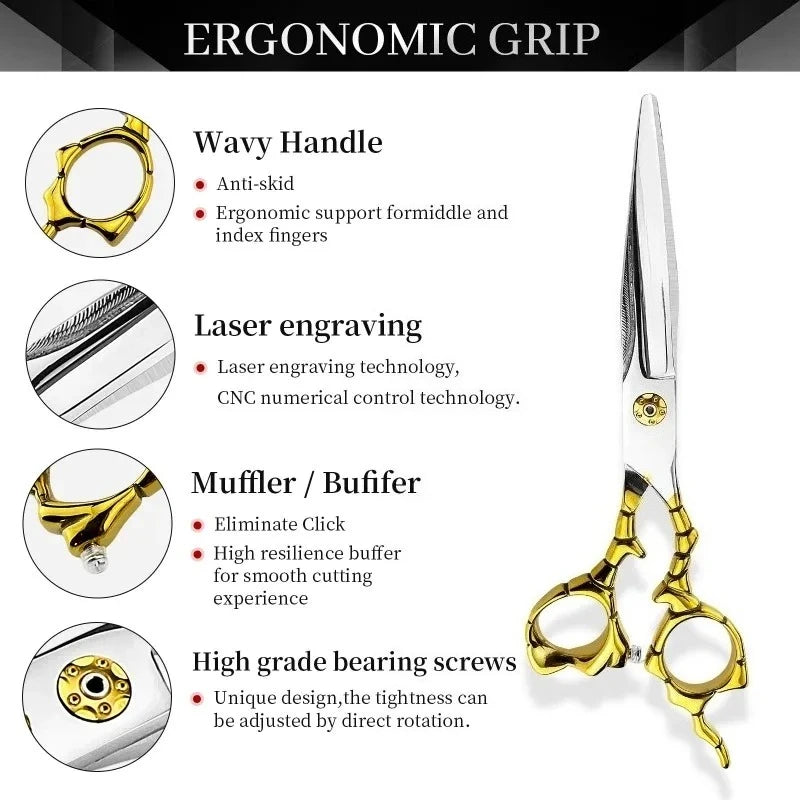 Barber Hair Cutting Scissors 440C High-end Professional Extremely Sharp Hairdresser Shears for Hair 6 Inch Haircut Scissors Peaceful Pleasures Health and Wellness