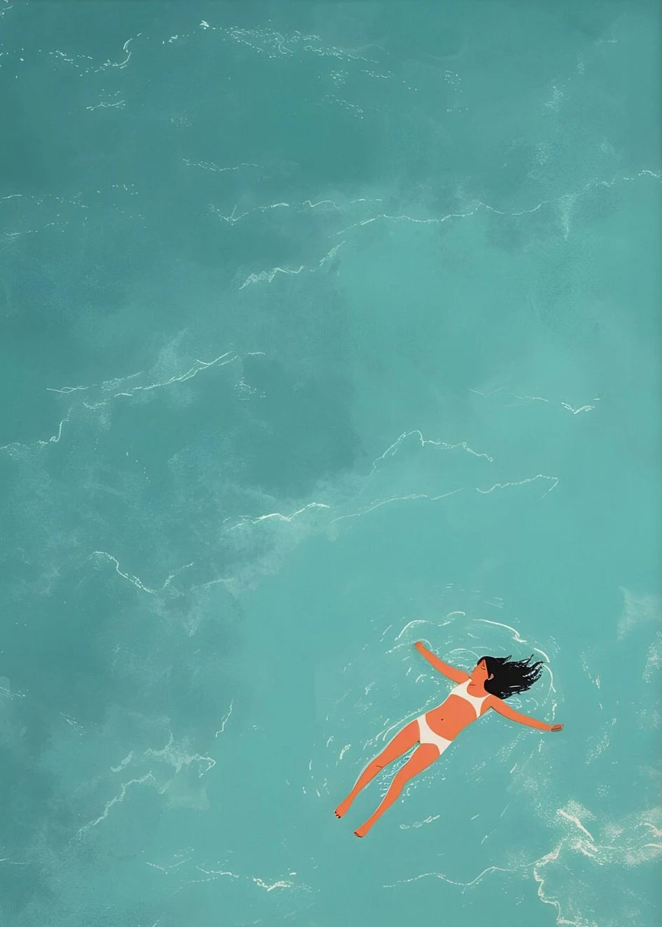 Beach Sea Ocean Boat Wall Art Prints Nordic Poster Canvas Painting Picture for Living Room Decor Summer Girl Swimming Pool Party Peaceful Pleasures Health and Wellness T80304-05 20x30cm Unframed
