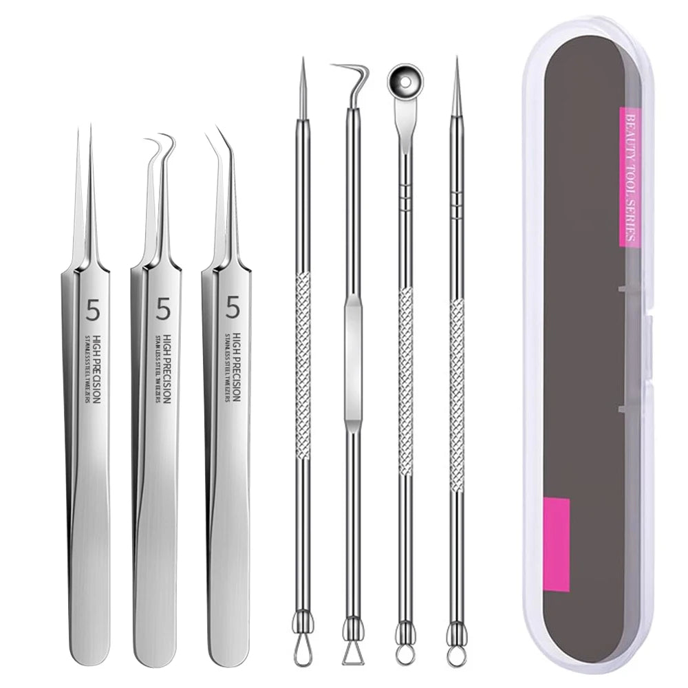Acne Needle Remove Blackhead Comedone Extractor Tools Stainless Steel Facial Skin Care Tool Pimple Blemish Removal Tools Peaceful Pleasures Health and Wellness 7pcs Tool Set