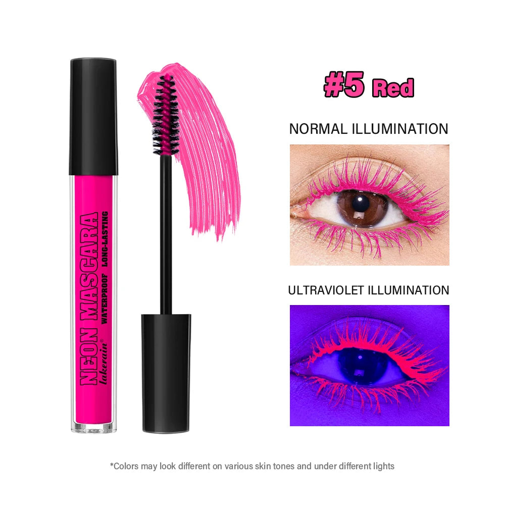 Color Mascara Thick Curl Waterproof Natural Eyelash Long Lasting Blue White Green Pink Luminousk Eye Makeup Korean Cosmetics Peaceful Pleasures Health and Wellness 5Red