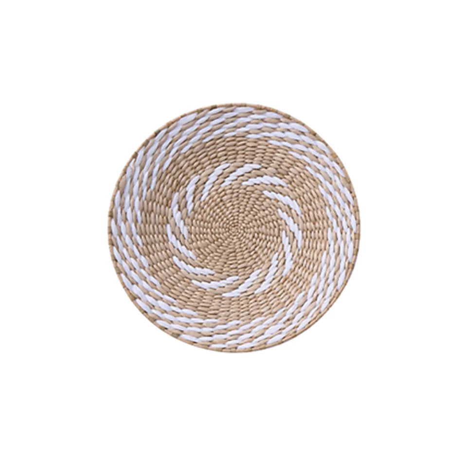 Boho Hand Woven Rattan Wall Basket | Farmhouse Decor