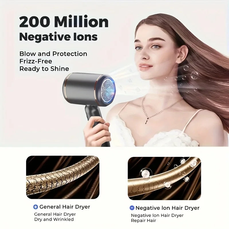 High-Speed Hair Dryer with Blow Nozzle, Intelligent Temperature Control, Low Noise, Negative Ion Hair Dryer, Suitable for Home and Travel Use Peaceful Pleasures Health and Wellness