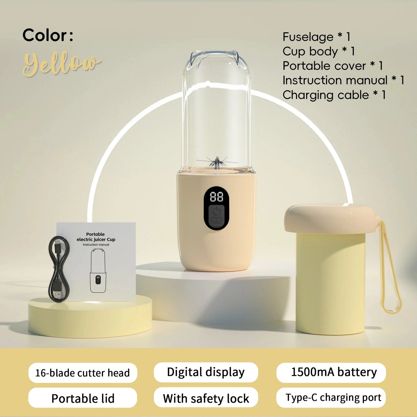 HOMEFISH Cordless USB Mini Blender – Travel Smoothie Bottle Cup