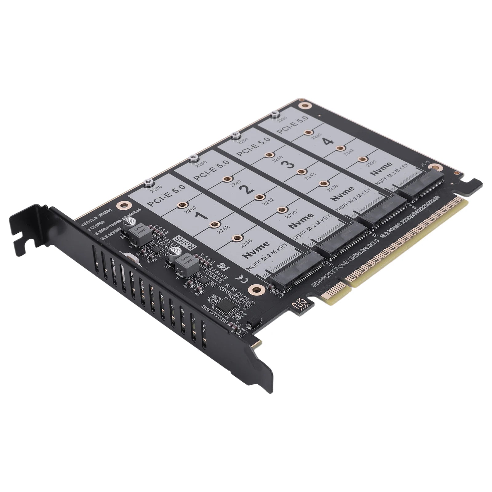 PCIE Express 5.0 Gen5 Gen4 X16 Expansion Card To 4X NVME M.2 NGFF SSD Adapter Card Hard Drive Converter Peaceful Pleasures Health and Wellness