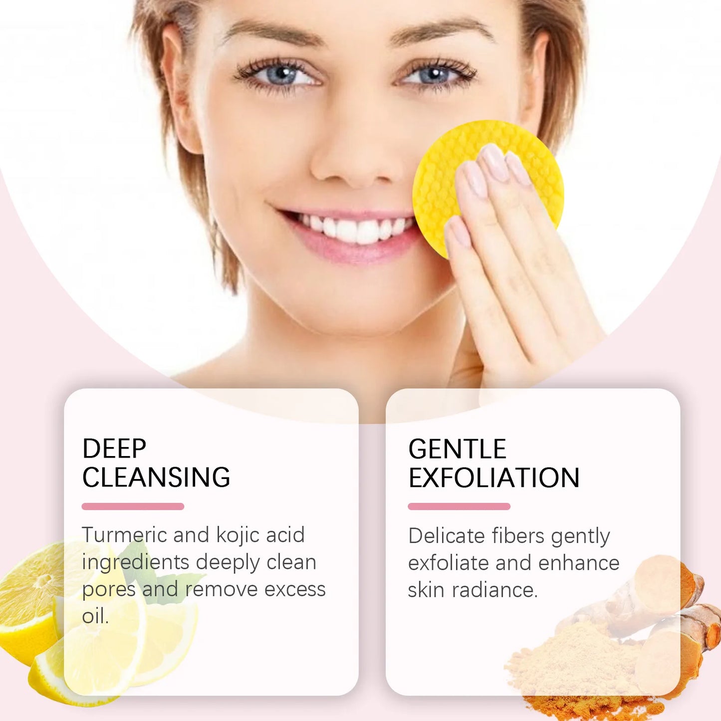 Turmeric Facial Cleanser Pads Pores Deeply Cleaning Makeup Remover Moisturizing Exfoliating Dead Skin Kojic Acid Facial Sponges Peaceful Pleasures Health and Wellness