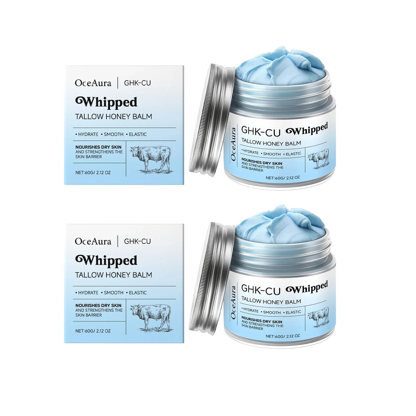 GHK-CU Whipped Beef Tallow Honey Balm – Deep Hydration Cream