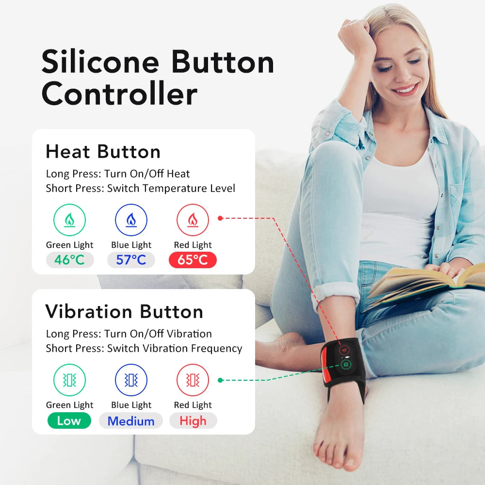 Cordless Red Light Ankle Wrap with Heat & Vibration Foot Massager Sports Joint Care Strap 36PCS LEDs 660 850nm Ankle Gurad Belt Peaceful Pleasures Health and Wellness