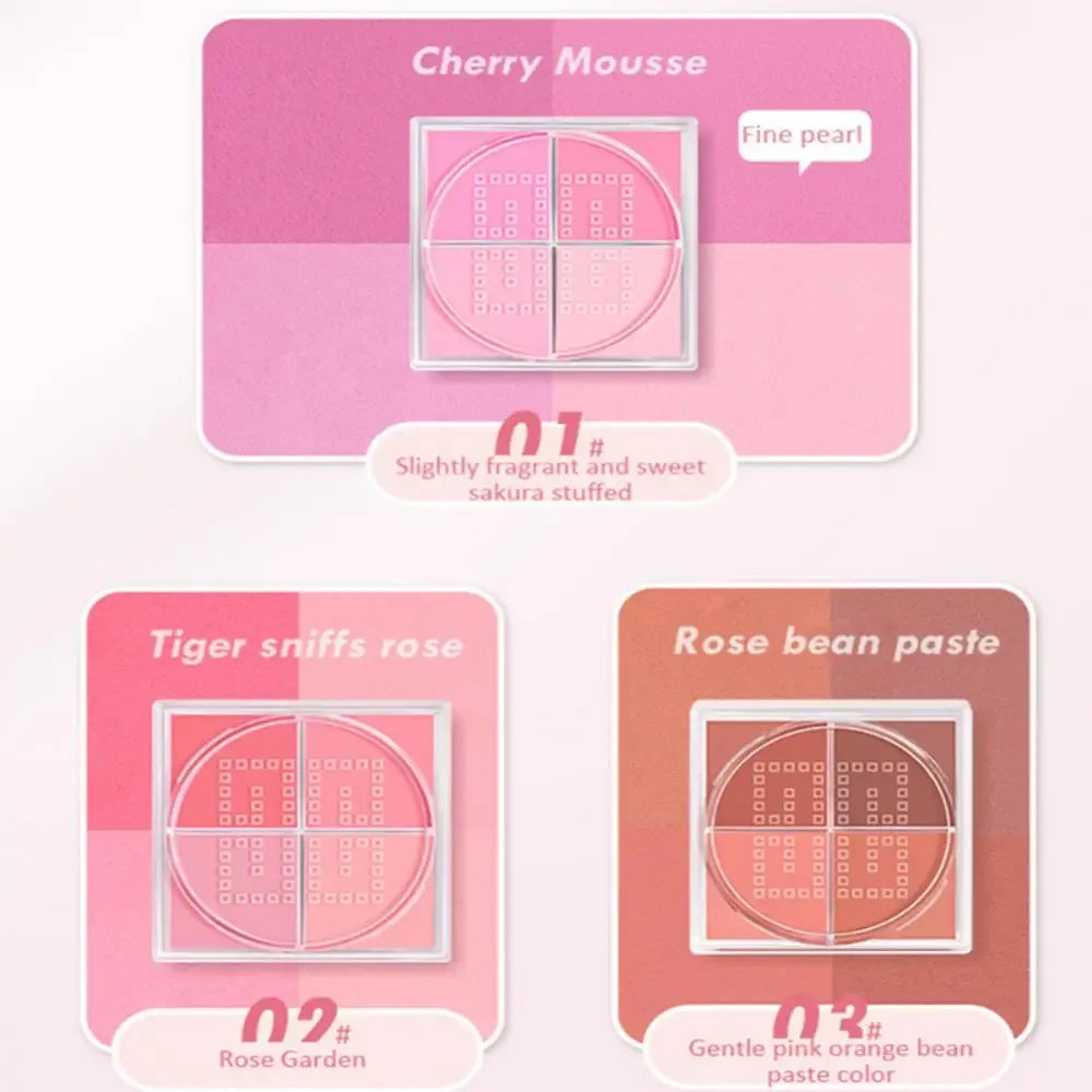 4-Square Grid Matte Blush Palette | Cheek Contour Powder