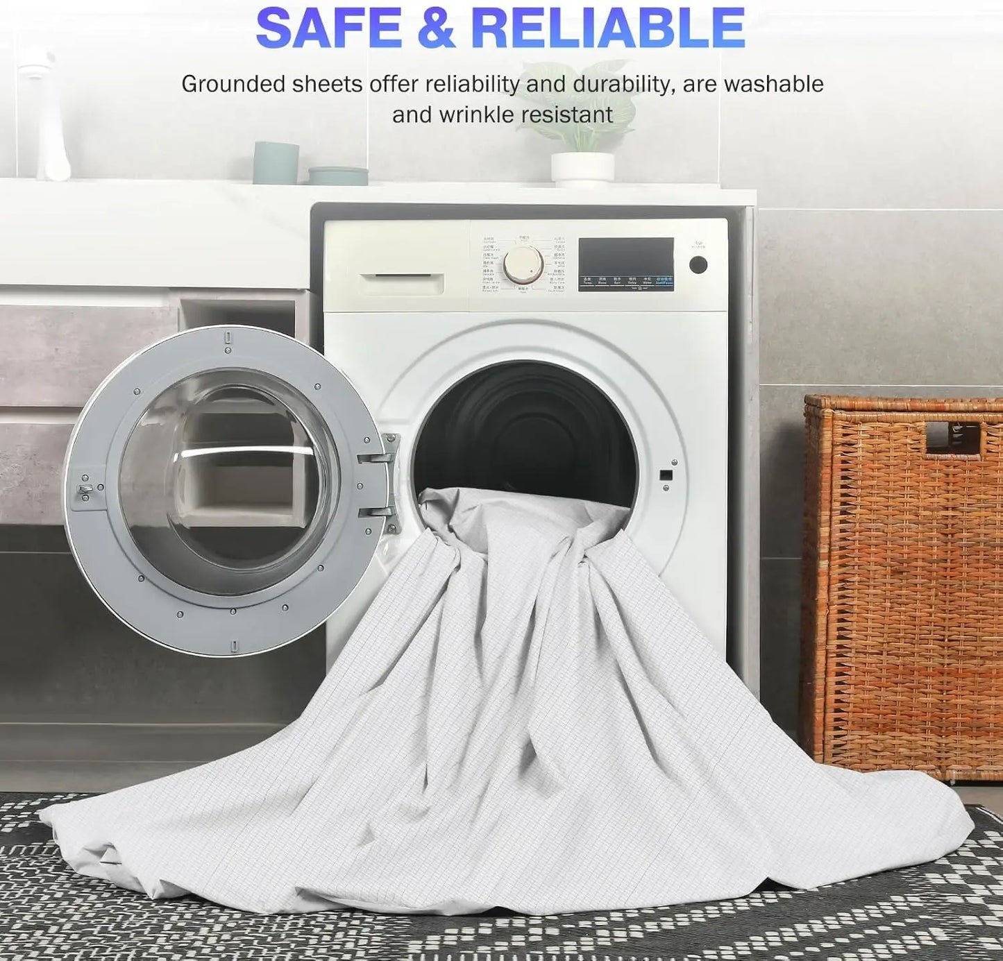 Grounding Fitted Sheets 10% Silver Fiber Bed Sheet Conductive Bedsheet Anti-ESD Release Pressure Improve Sleep Keep Health ﻿ Peaceful Pleasures Health and Wellness