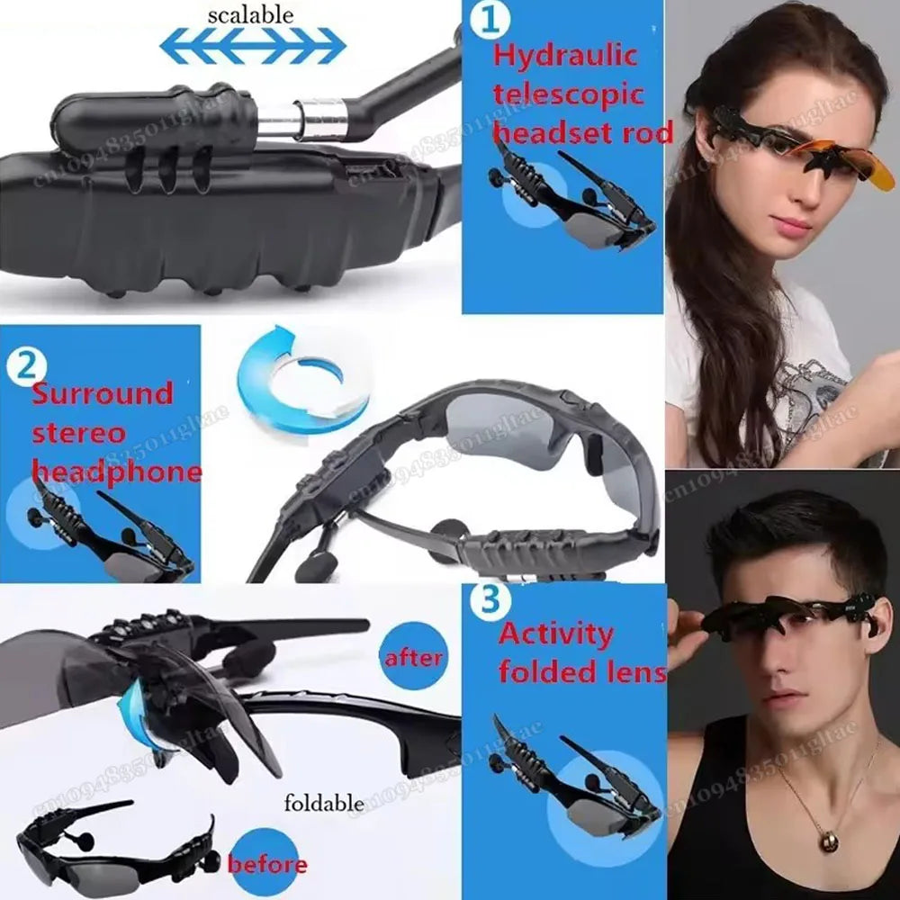 Smart Glasses Stereo Earphones Wireless Headset with Mic Glasses Sunglasses for Driving Cycling Sports Noise Reduction Headphon Peaceful Pleasures Health and Wellness