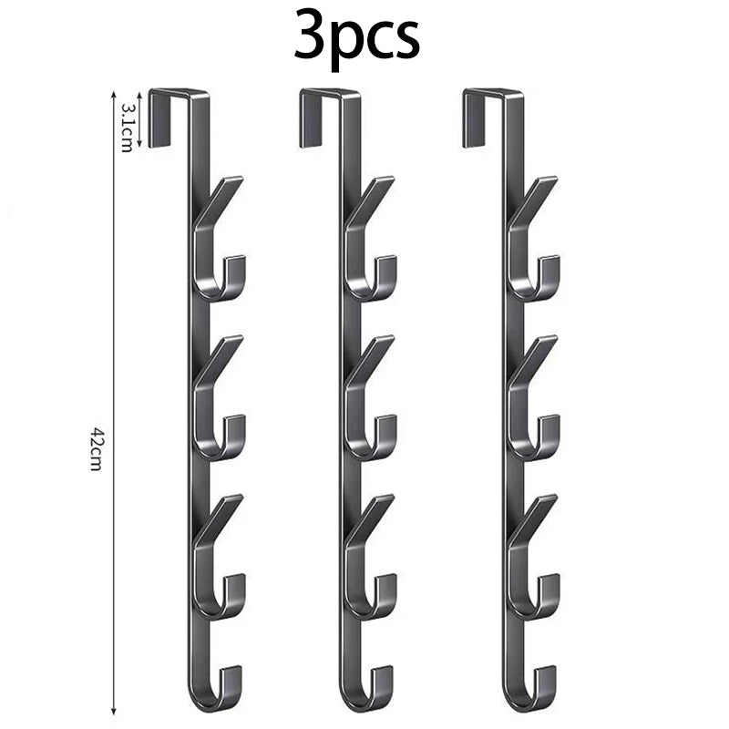 Easy Installation Door Hook-Strong Metal Coat Rack, Suitable for Clothes, Hats and Bags-Space Saving Design, Suitable for Bedroo Peaceful Pleasures Health and Wellness 3pcs 7 hooks