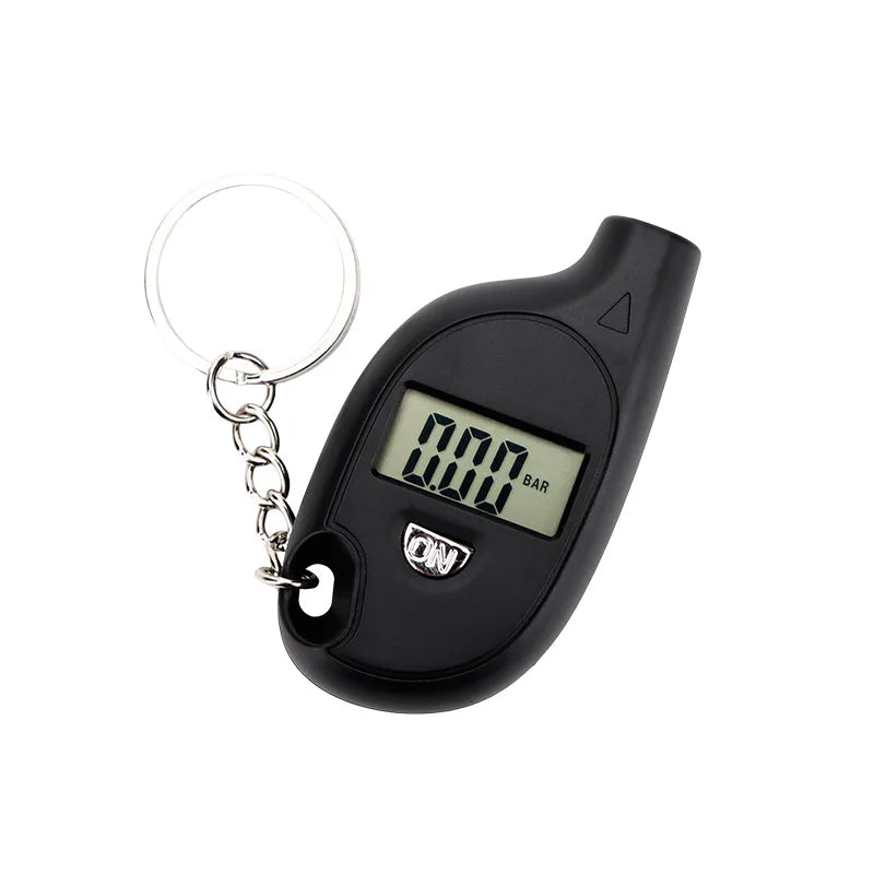 Mini Keychain Digital Tire Pressure Gauge High-precision Portable Tire Pressure Meter Tool for Measuring Air Pressure Peaceful Pleasures Health and Wellness Black