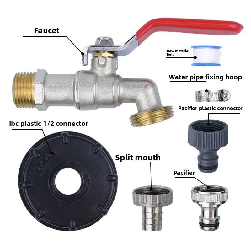 1/2" Brass IBC Tank Faucet | Antifreeze Garden Water Tap Valve