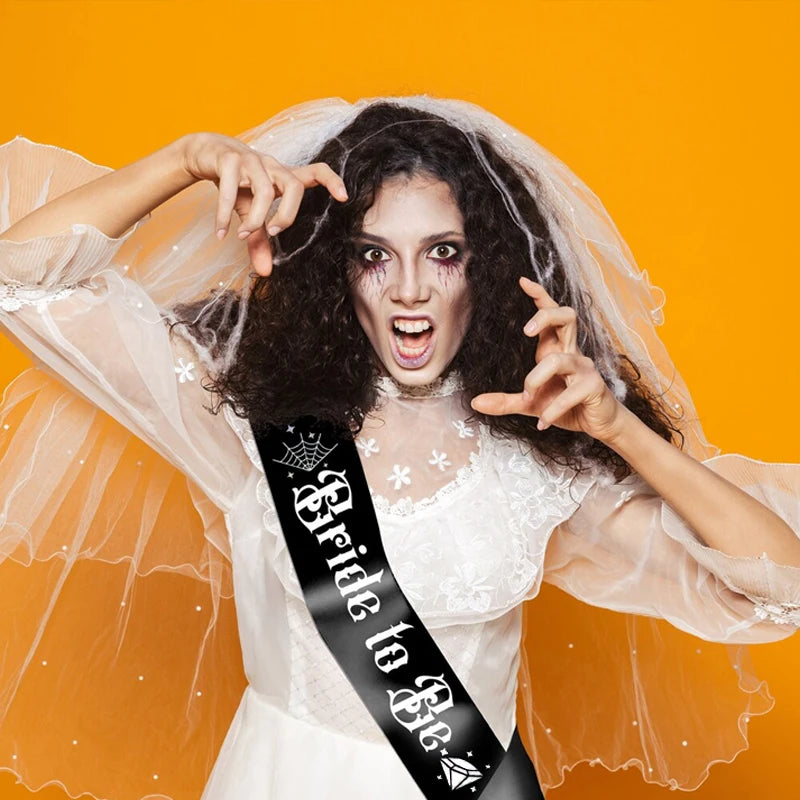 Gothic Bride To Be Black Sash | Halloween Bachelorette Party