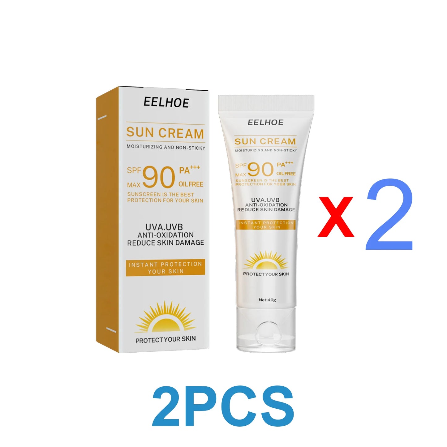 Facial Cream Sunscreen SPF 90 Brighten Sun Cream For Face Body Oil Control Moisturizer Daily Sunblock Skin UV Protective Lotion Peaceful Pleasures Health and Wellness 2PCS