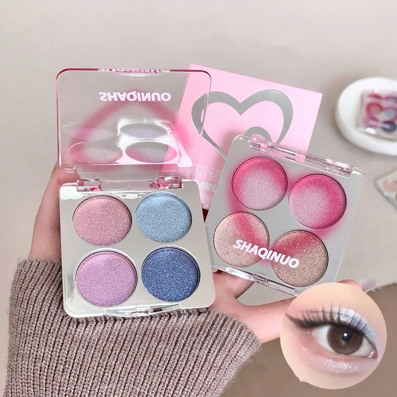 4-Shade Galaxy Glitter Matte Eyeshadow Highlighter Palette