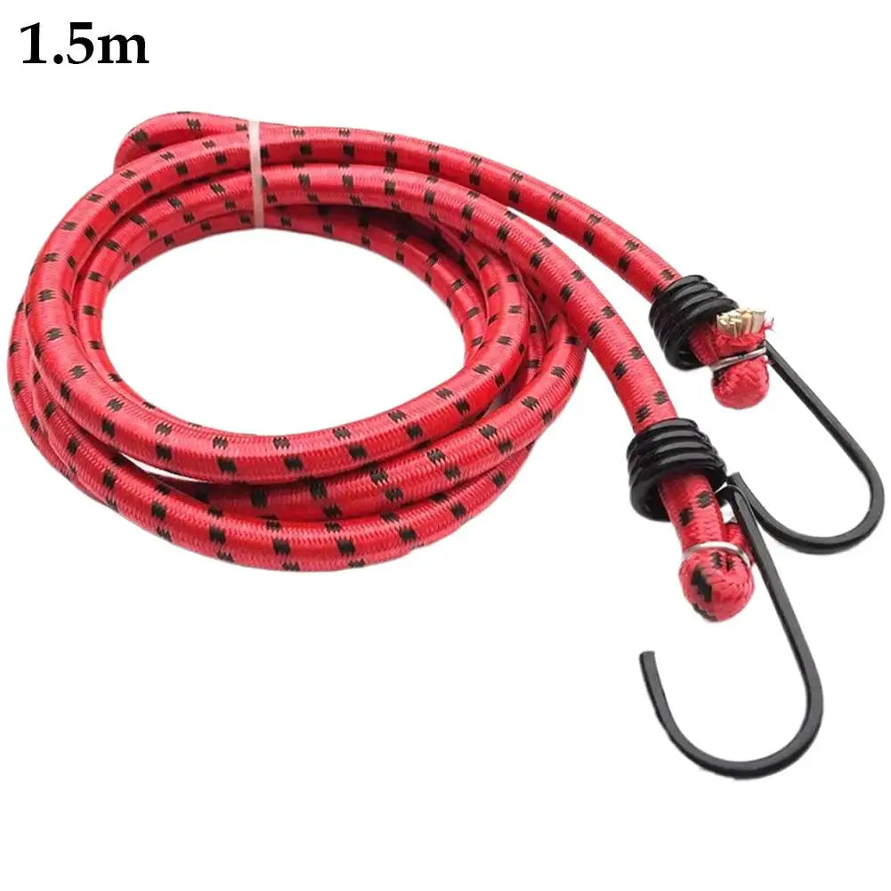 0.6-1.7M Elastic Bungee Cord with Metal Hooks Luggage Packaging Strap for Motorcycle Bike Car Camping Clothes Drying Rope Peaceful Pleasures Health and Wellness 1.5M