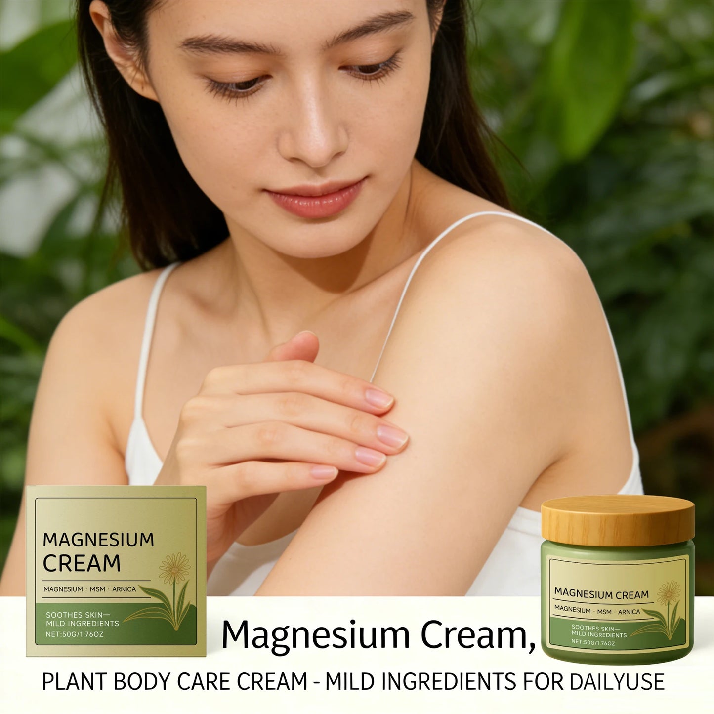 Magnesium Cream Reduce Redness Soothing Skin Relief Muscle Tension Fatigue Reduction Wrist and Knee Arnica Massage Care Cream Peaceful Pleasures Health and Wellness