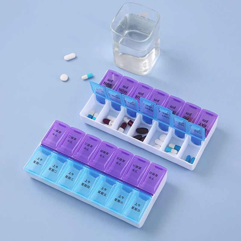 7 Days a Week Pill Organizer Morning and Night Pill Holder Storage Box Splitter Travel Medicine Organizer Portable Medicine and Peaceful Pleasures Health and Wellness