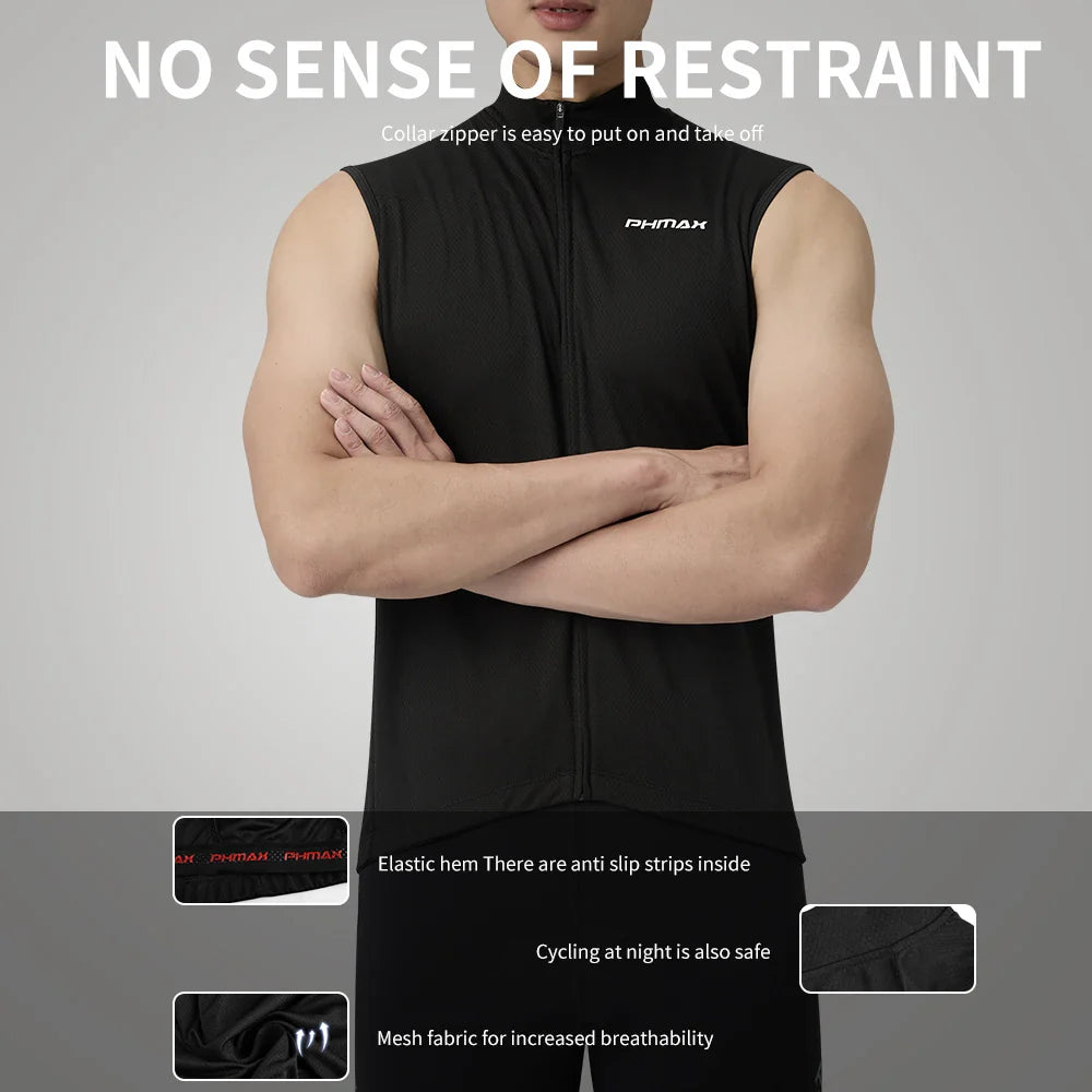 PHMAX Men's Summer Cycling Vest – Breathable & Reflective