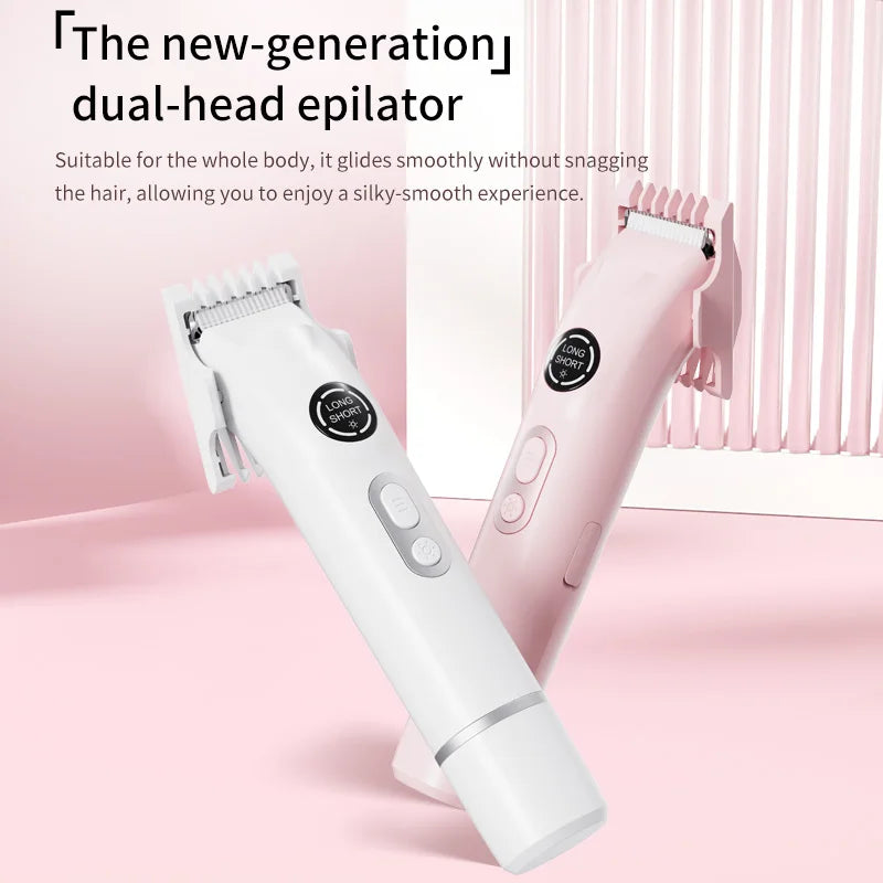 Portable Dual-Head ABS Shaver Electric Epilator Waterproof New Design for Women Private Area Body Hair Beauty Personal Care Peaceful Pleasures Health and Wellness