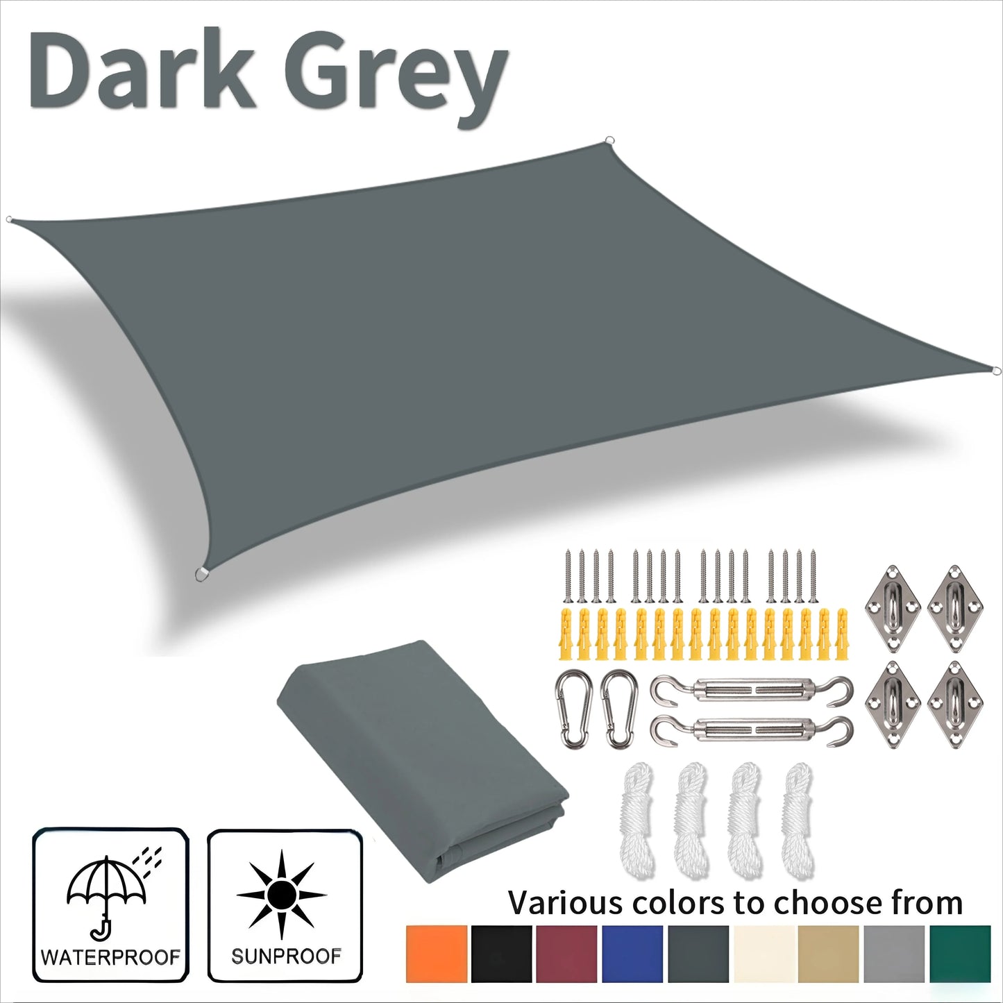 Waterproof Rectangle Sun Shade Sail – 98% UV Block Canopy