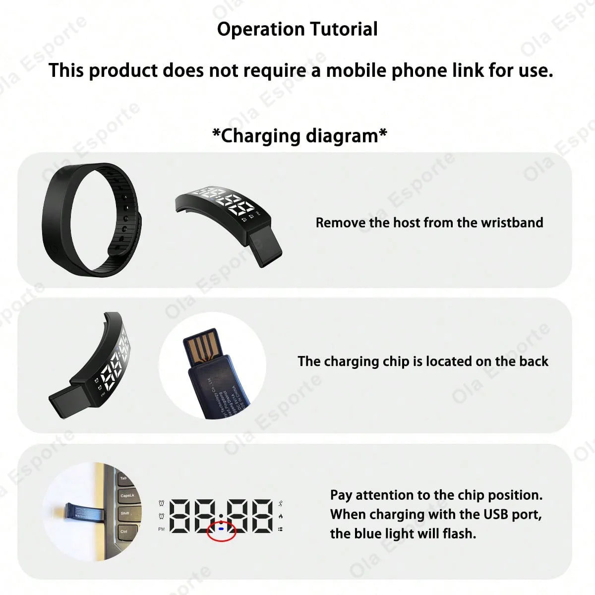 Ola Esporte HT30 LED Smart Bracelet | Pedometer & Sleep Tracker