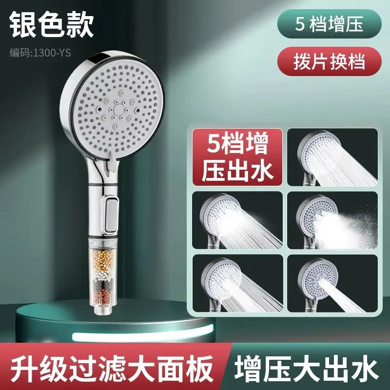 5-Mode Handheld Shower Head | Filter Beads & Pressure Boost