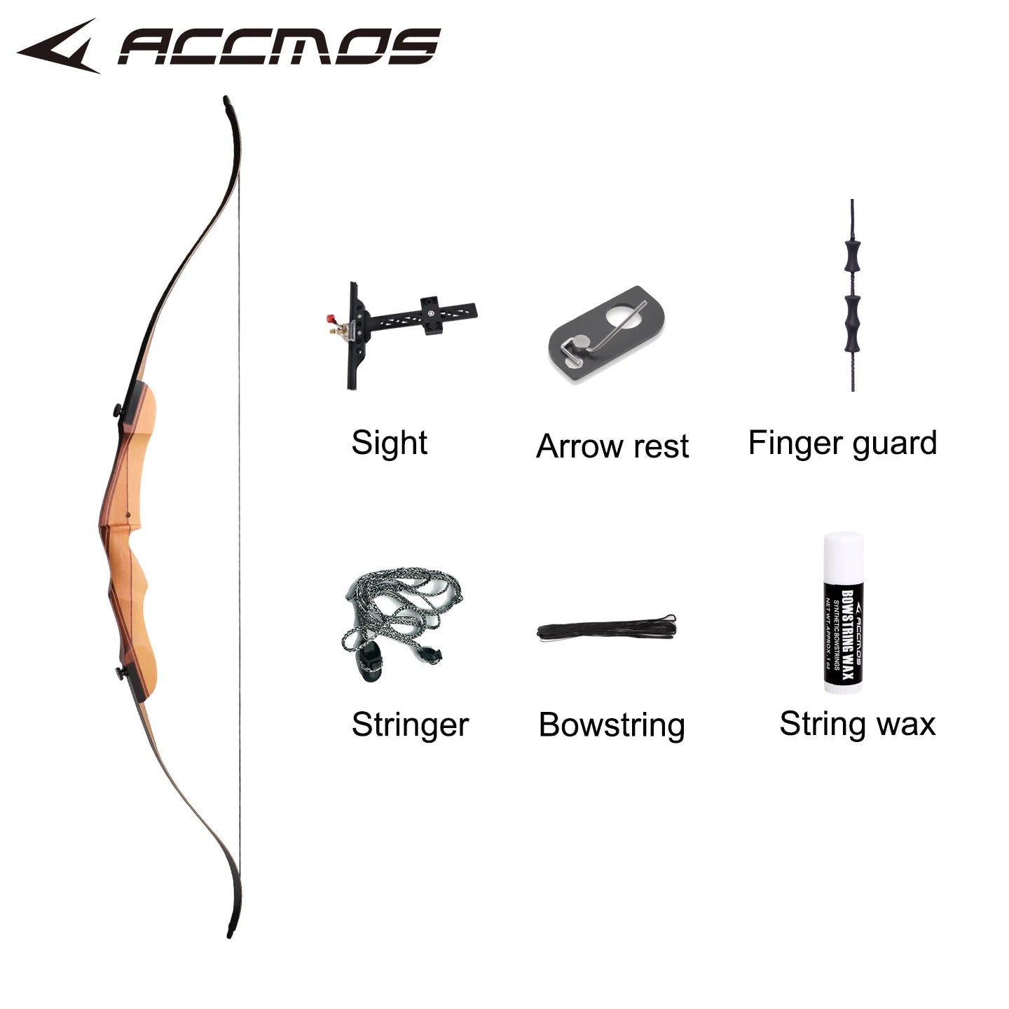 18-40 Ibs Recurve Bow Accmos Right Hand Wood Riser Hungting Archery