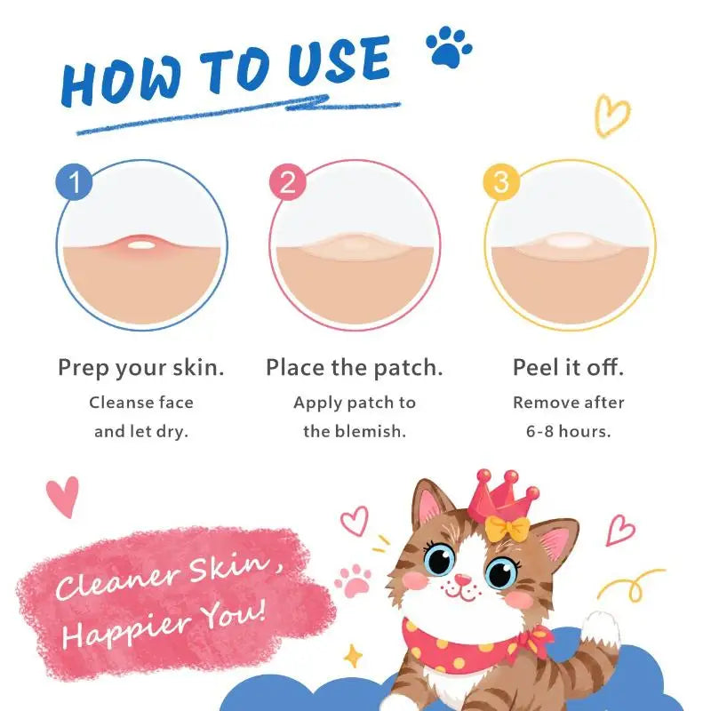 100 Pcs Cartoon Patch Cute Cat-Shaped Facial Concealer Patch Safe Non-Toxic Gentle And Non-Irritating Concealing Peaceful Pleasures Health and Wellness