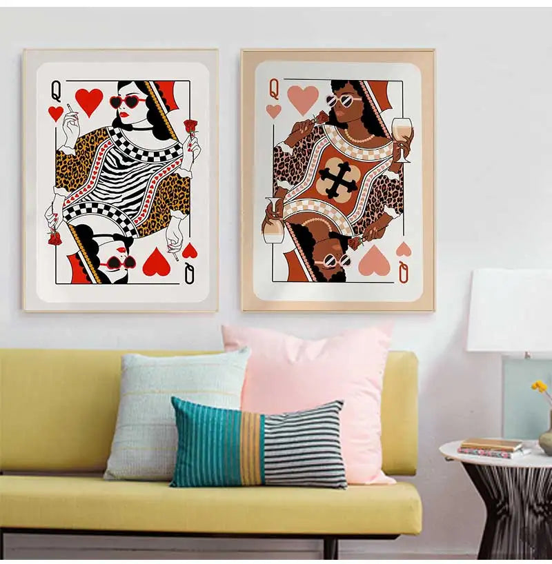 Queen of Hearts Leopard Canvas Wall Art | Dorm Room Decor