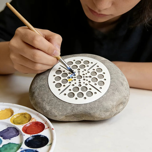 24 Circular Mandala Pattern Hollow Templates Suitable DIY Rock Art Peaceful Pleasures Health and Wellness