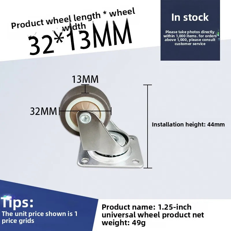 4-Pack Swivel Furniture Caster Wheels – Soft Rubber 1–2 Inch