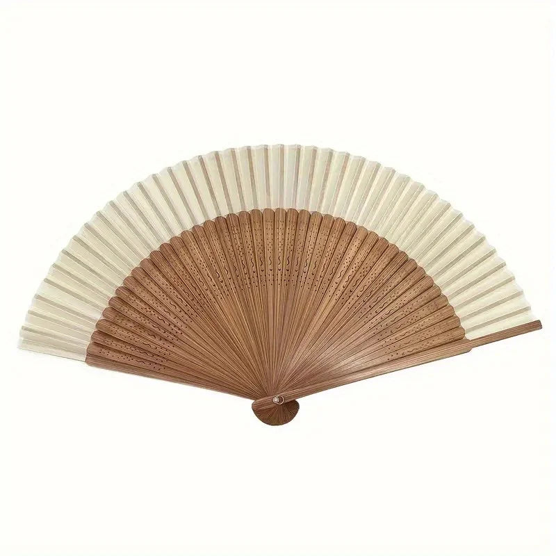 Retro Bamboo Folding Fan – Heart-Shaped Origami Handheld Fan