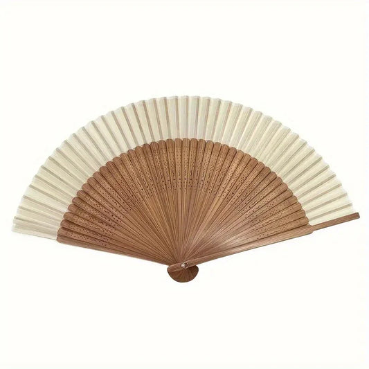 Retro Bamboo Folding Fan – Heart-Shaped Origami Handheld Fan Folding Handheld Fan Oasis Select as pic