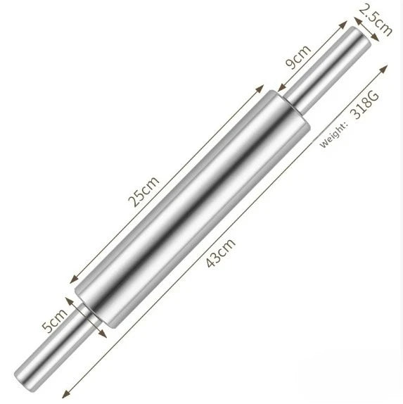Household stainless steel rolling pin noodle pressing tool dumpling noodle rolling pin kitchen baking seamless roller rollingpin Peaceful Pleasures Health and Wellness large size