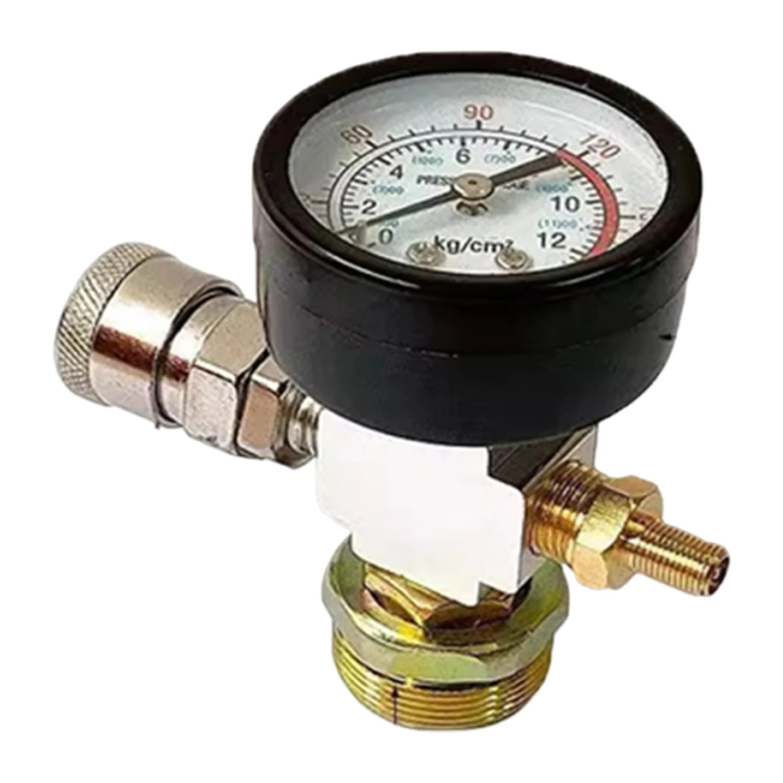 Gas Storage Tank Pressures Adapter with Gauge Portable Air Compressor Accessories for Outdoor Nailing/Painting/Tire Inflation Peaceful Pleasures Health and Wellness Black