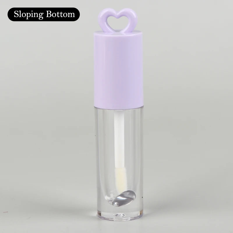 2.5ml Pink Heart-shaped Lip Enamel Tube With Keychain And Brush Rod Lip Gloss Tube Empty Bottle Lips Glaze Container Makeup Tool Peaceful Pleasures Health and Wellness Sloping Purple