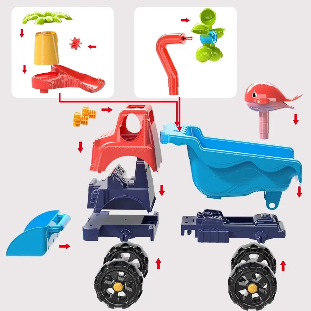 Large Beach Dump Truck Sand Toy Set for Kids – Molds & Tools