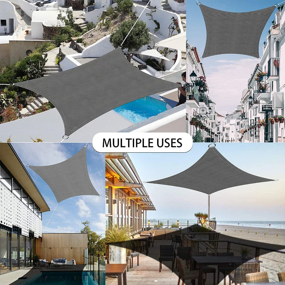 4x2/3/5/6M Rectangular Sun Sail Waterproof Sun Shelter Weather Protection Canopy UV Protection for Patio Balcony Garden Awning Peaceful Pleasures Health and Wellness
