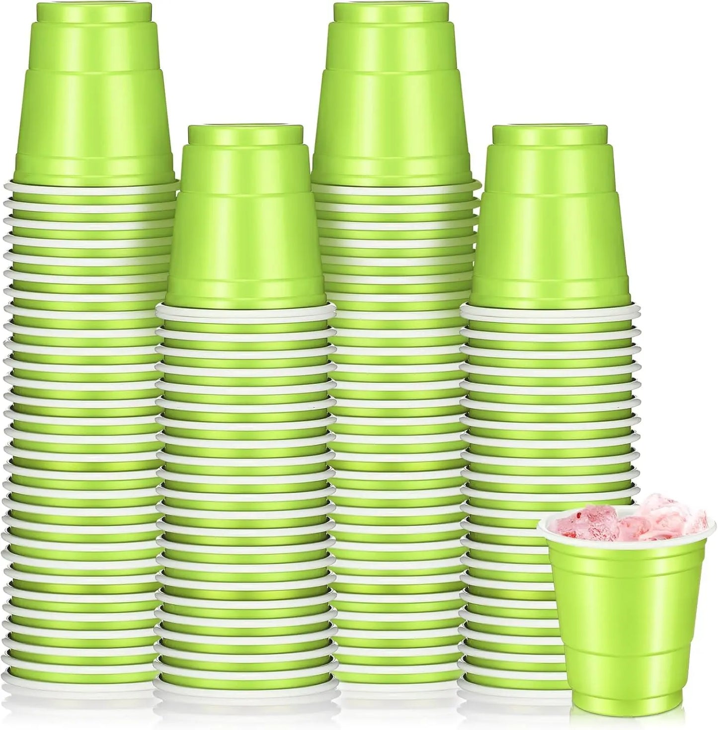 200Pack 2OZ Mini Party Cups Plastic Shot Glasses Red Disposable Cups for Christmas Birthday Wedding Holiday Celebrating Party Peaceful Pleasures Health and Wellness Light Green 50ml