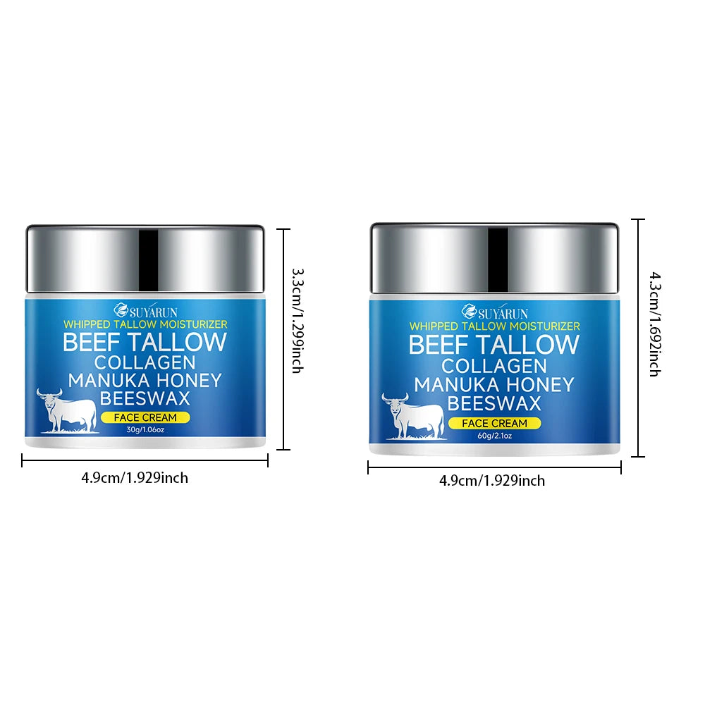 SUYARUN Natural Tallow Cream with Olive Oil & Raw Honey - Nourishing Anti-Aging Face Moisturizer for Dry Skin. Peaceful Pleasures Health and Wellness